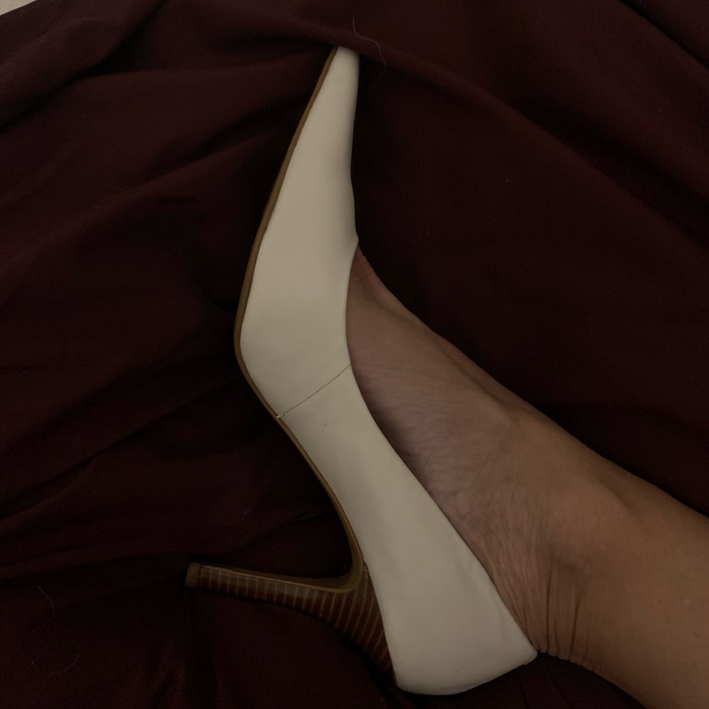 Nine West leather heels size 11 white never worn!